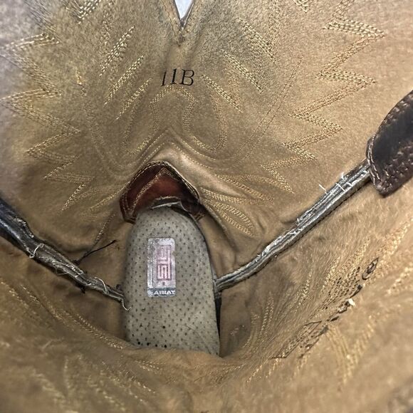 Ariat Heritage R Toe Western Leather Boot Women's Sz 11B Cowgirl Distress Brown - Picture 13 of 14